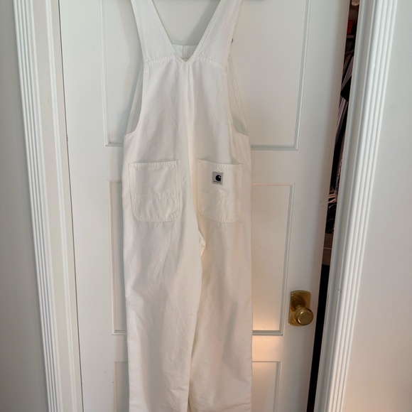 CARHARTT WORK IN PROGRESS Off-White Bib Straight Overalls New Without Tags - Picture 5 of 5
